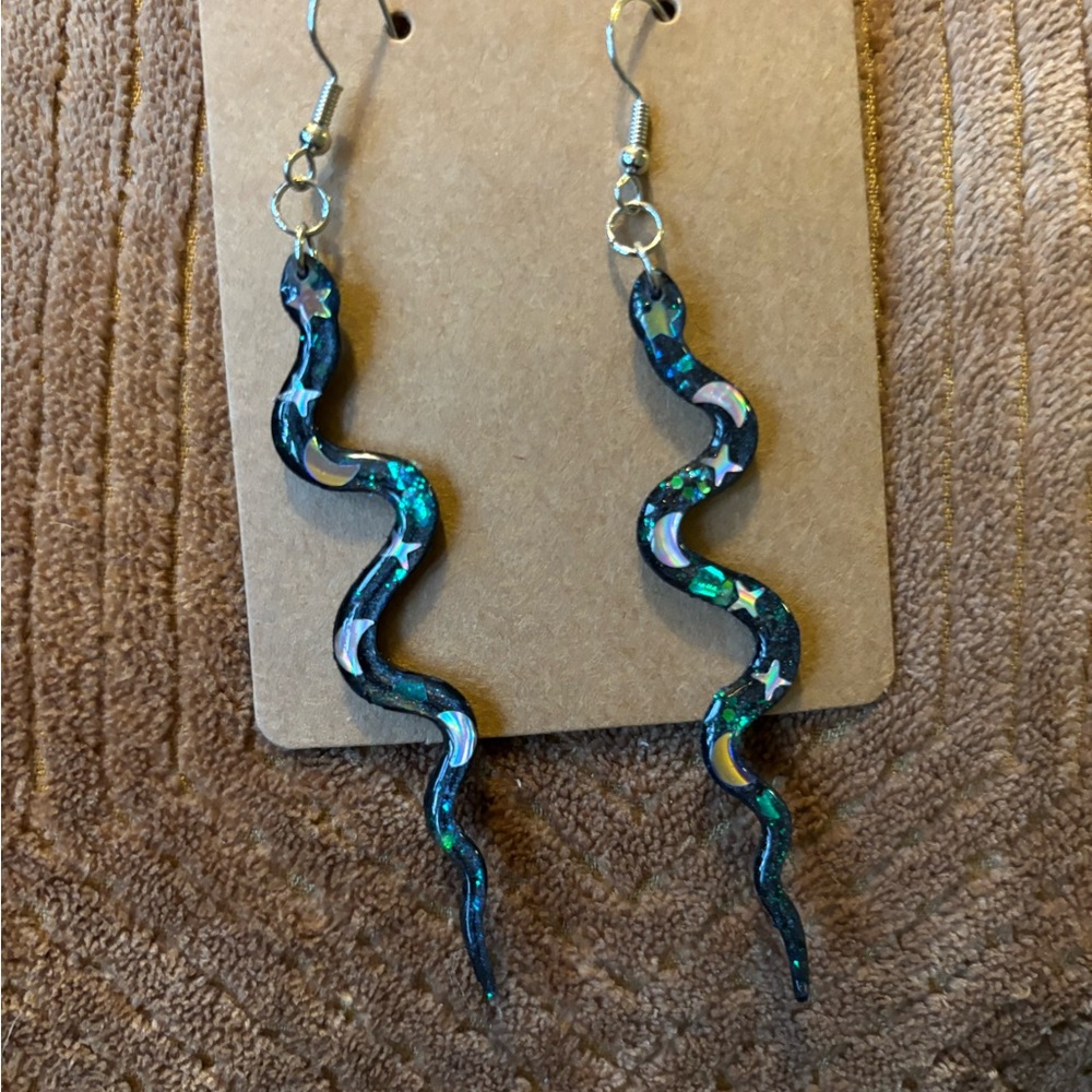 Snake dangle earrings - handmade
